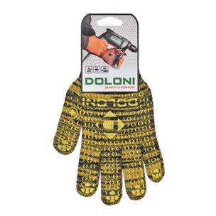 Рукавички DOLONI 4242 трикотажні жовті з пвх Рябушка 10 клас